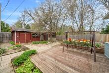 backyard deck w/ large shed and extra garage